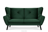 Ciemnozielona sofa trzyosobowa na nóżkach