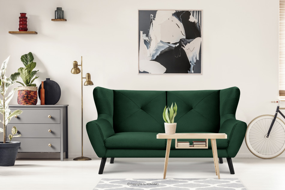 MIRO Ciemnozielona sofa trzyosobowa na nóżkach ciemny zielony - zdjęcie 1