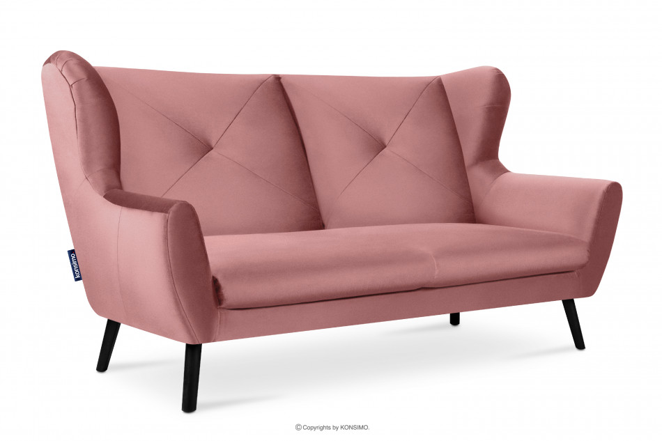 MIRO Różowa sofa 3 osobowa welur różowy - zdjęcie 2