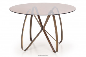 LIVI, https://konsimo.pl/kolekcja/livi/ Elegancki okrągły stół do pokoju brązowy/złoty - zdjęcie