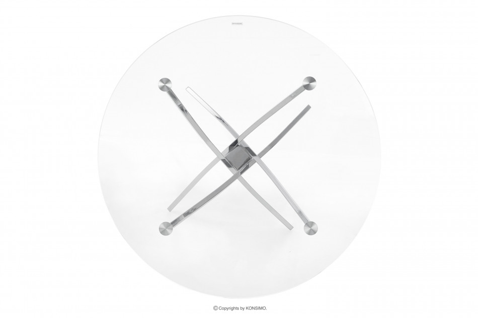 HANER Szklany stół okrągły 100cm przezroczysty/srebrny - zdjęcie 4