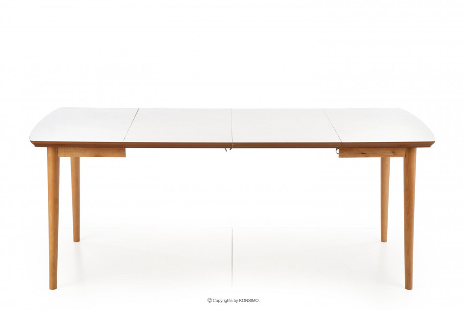 RANGO Drewniany stół rozkładany biały matowy/dąb lefkas - zdjęcie 3