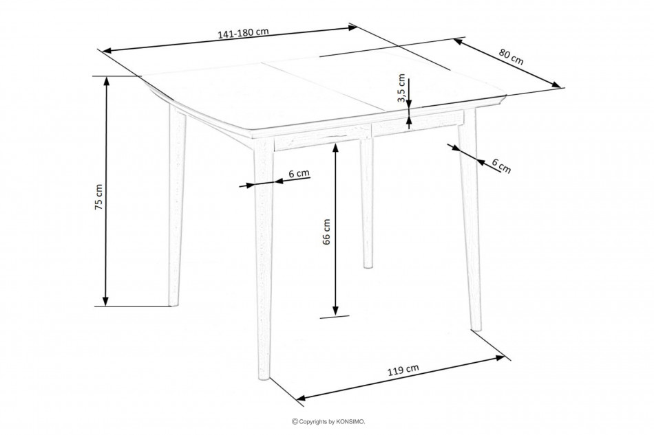 RANGO Drewniany stół rozkładany biały matowy/dąb lefkas - zdjęcie 16