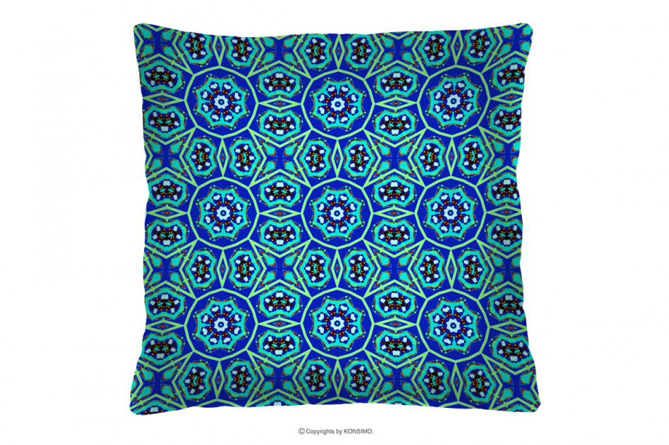 LUCENS Niebieska poduszka we wzory 40x40 niebieski/turkusowy - zdjęcie