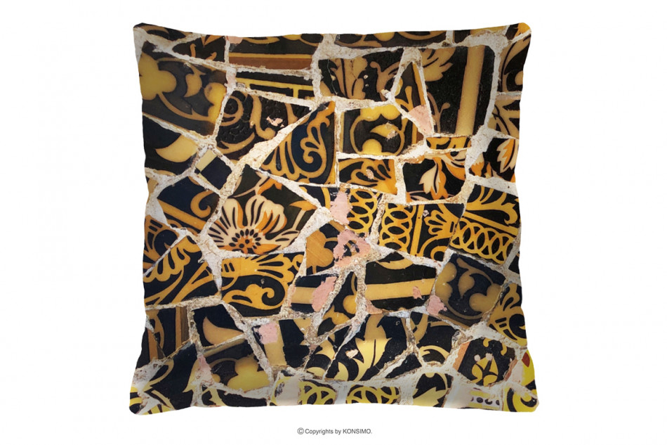 LUCENS Poduszka wzór mozaiki 40x40 żółty/czarny - zdjęcie