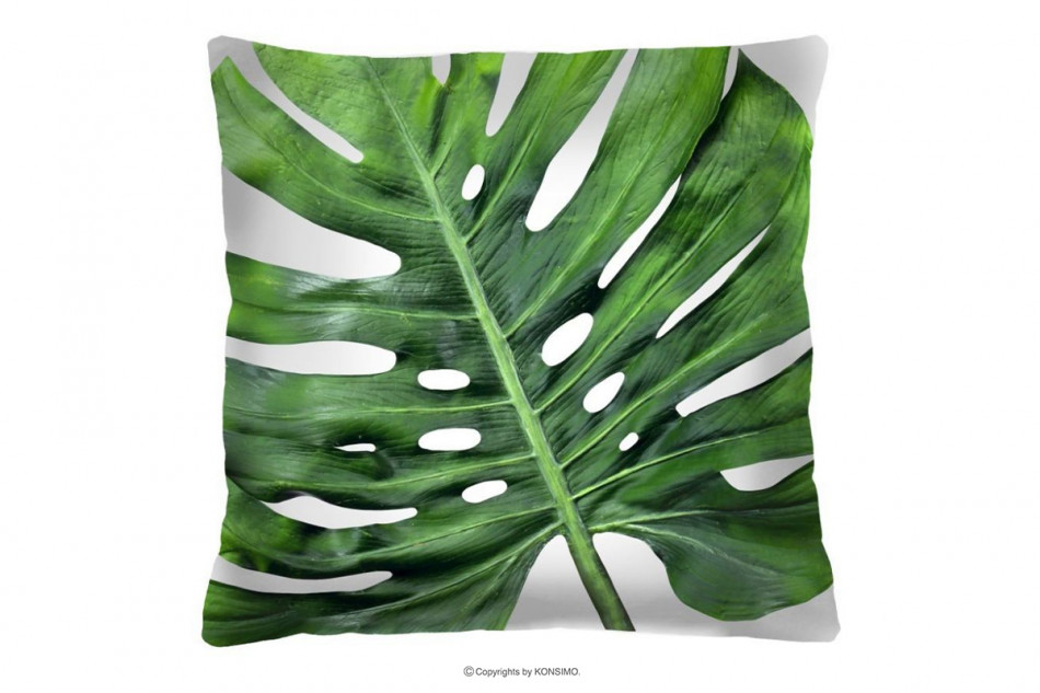 HUNGA Poduszka dekoracyjna liście monstery zielony/biały - zdjęcie