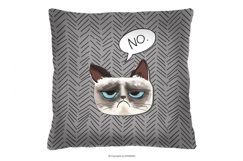 APHODI Poduszka z kotem rysunkowym wielokolorowy - zdjęcie