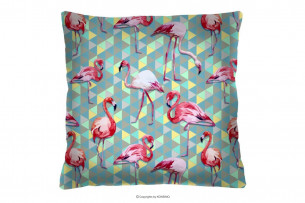 AMPE, https://konsimo.pl/kolekcja/ampe/ Niebieska poduszka flamingi różowy/błękitny - zdjęcie