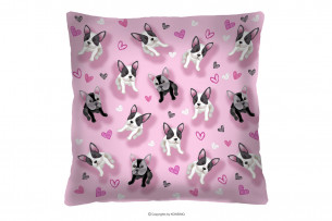 PAFIA, https://konsimo.pl/kolekcja/pafia/ Poduszka dla dziewczynki różowa w psy różowy/biały/szary - zdjęcie