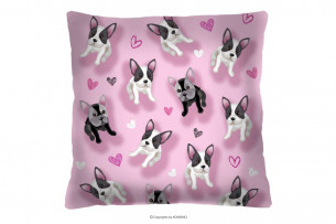 PAFIA, https://konsimo.pl/kolekcja/pafia/ Różowa poduszka w psy dla dziewczynki *różowy/biały/szary - zdjęcie