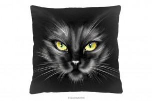 ATTELA, https://konsimo.pl/kolekcja/attela/ Czarna poduszka z kotem czarny/żółty - zdjęcie