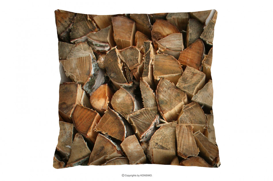 TERRES Poduszka wzór drewna ozdobna brązowy/beżowy - zdjęcie