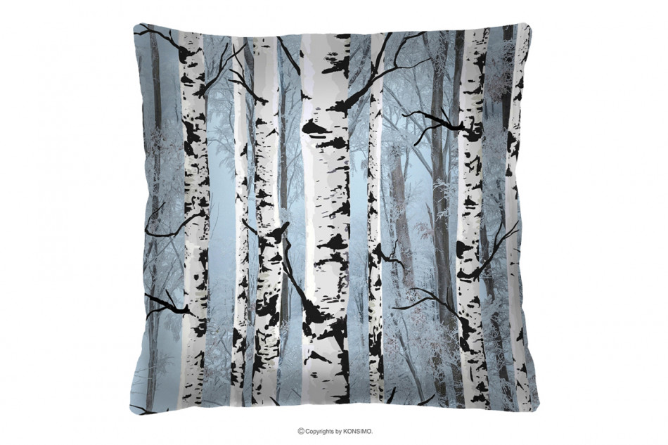 TERRES Poduszka las brzozowy dekoracyjna 40x40 błękitny/biały - zdjęcie