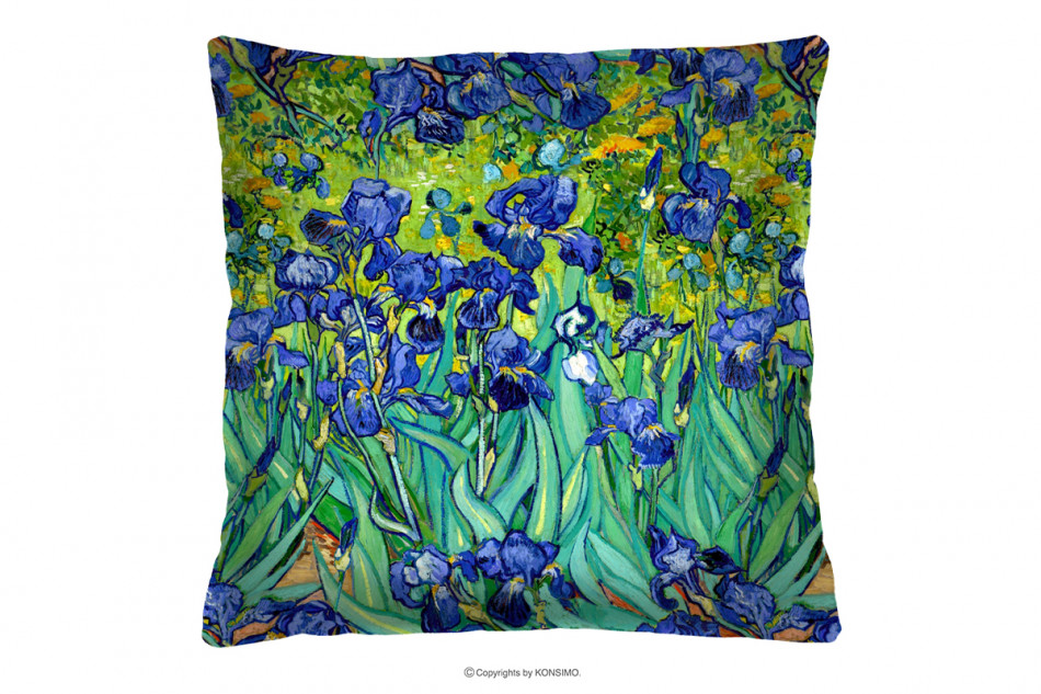 ARTIFE Poduszka wzór malowanych irysów Vincent van Gogh zielony/fioletowy - zdjęcie