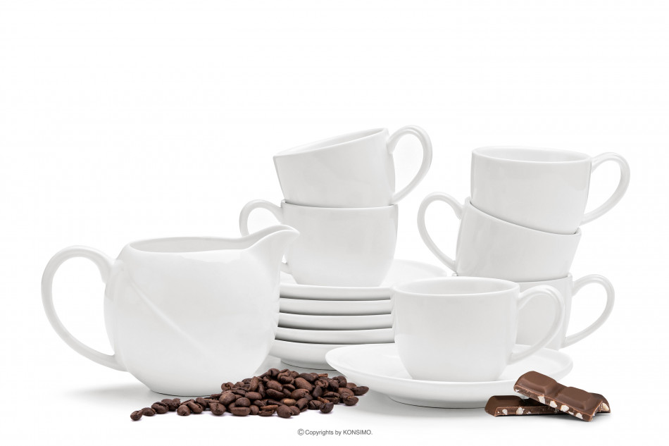 RESEDA Zestaw kawowy do espresso dla 6 os. (13 el) biały - zdjęcie