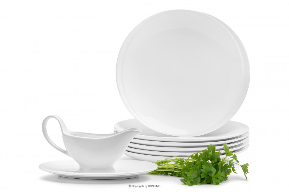 RESEDA Zestaw obiadowy sałatkowy dla 6 osób porcelana (8el.) biały - zdjęcie 0