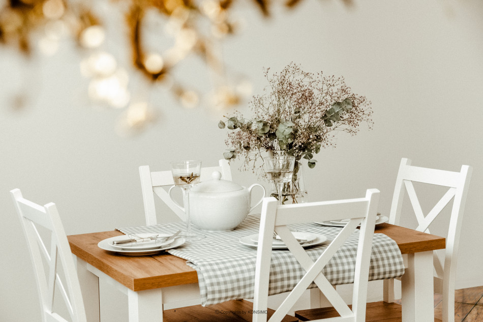 DAVI Skandynawski stół z krzesłami do kuchni dąb craft złoty/biały - zdjęcie 13
