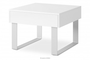 PAVO, https://konsimo.pl/kolekcja/pavo/ Mały stolik kawowy biały połysk z szufladą biały połysk - zdjęcie