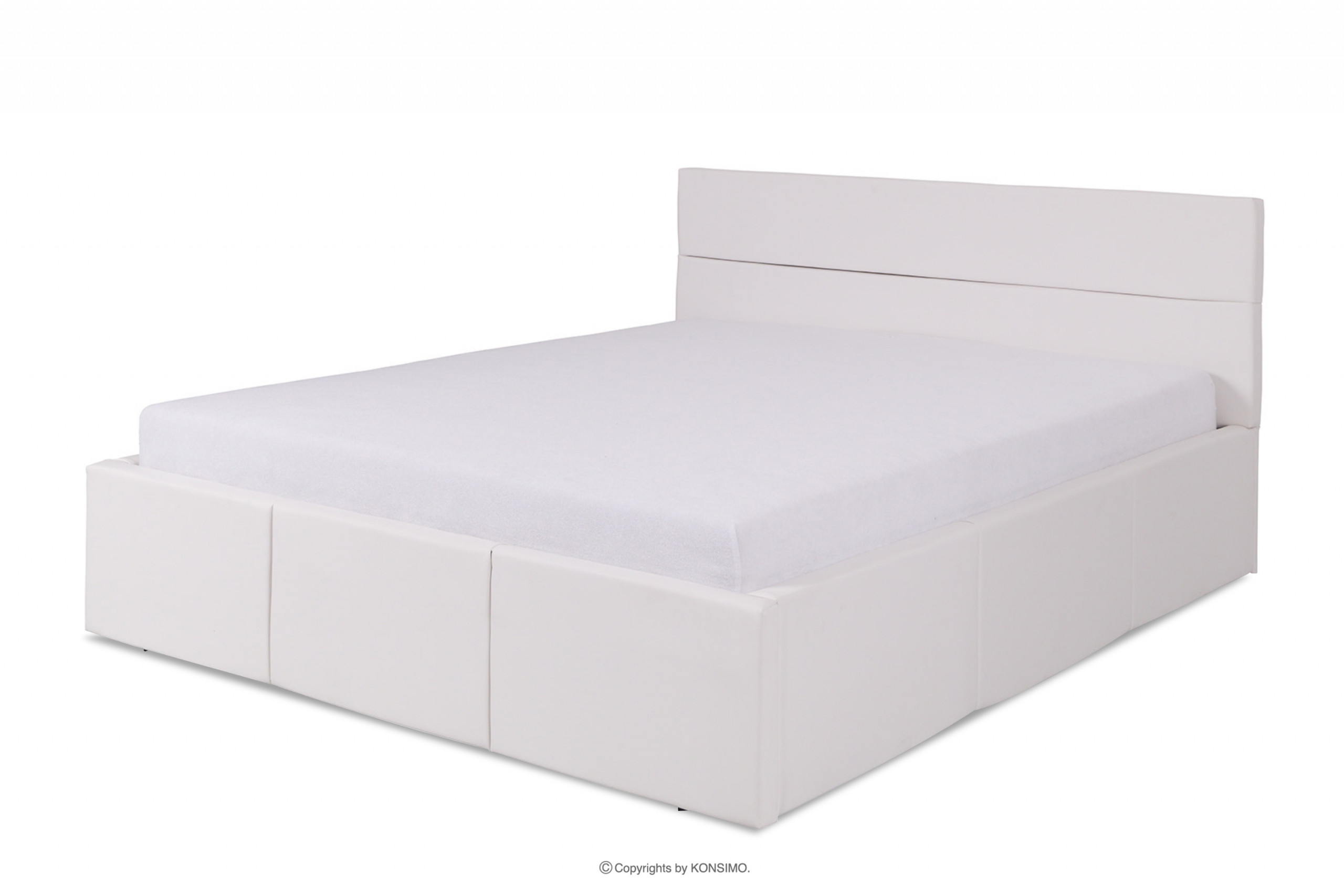 Łóżko podwójne nowoczesne ekoskóra biały