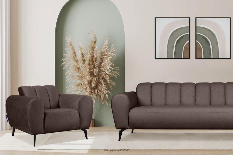RUBERO Modernistyczny fotel do salonu na nóżkach brązowy brązowy - zdjęcie 1