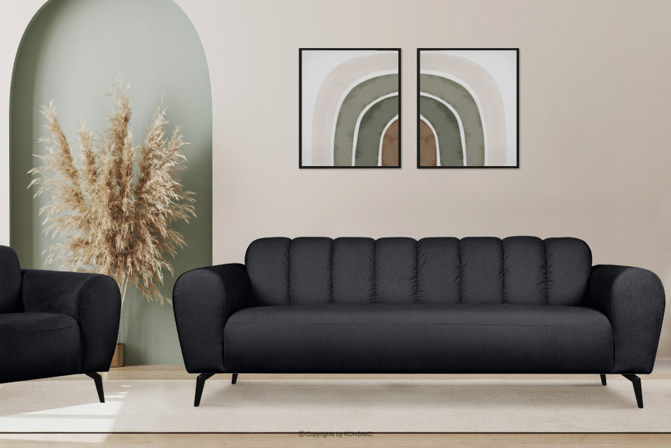 RUBERO Nowoczesna sofa 3 na nóżkach ciemnoszara ciemny szary - zdjęcie 1