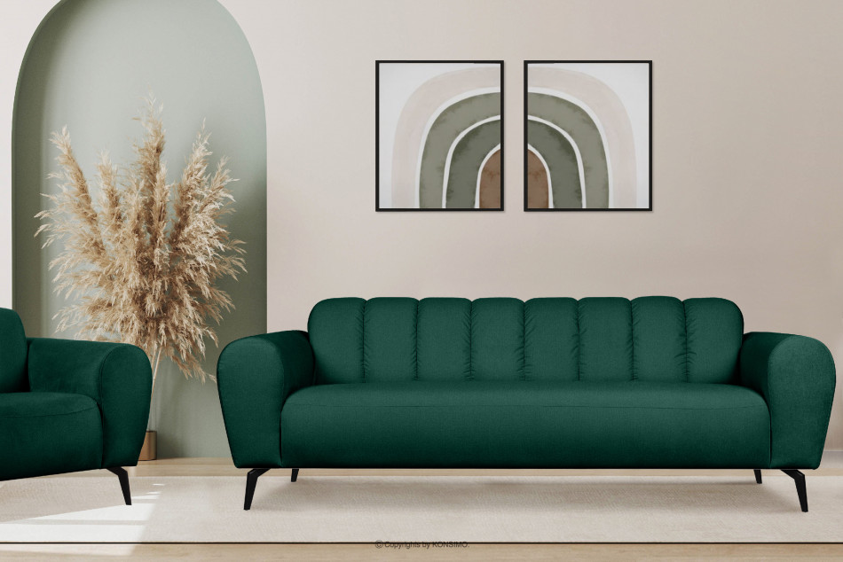 RUBERO Wygodna sofa 3 osobowa ciemnozielona ciemny zielony - zdjęcie 1