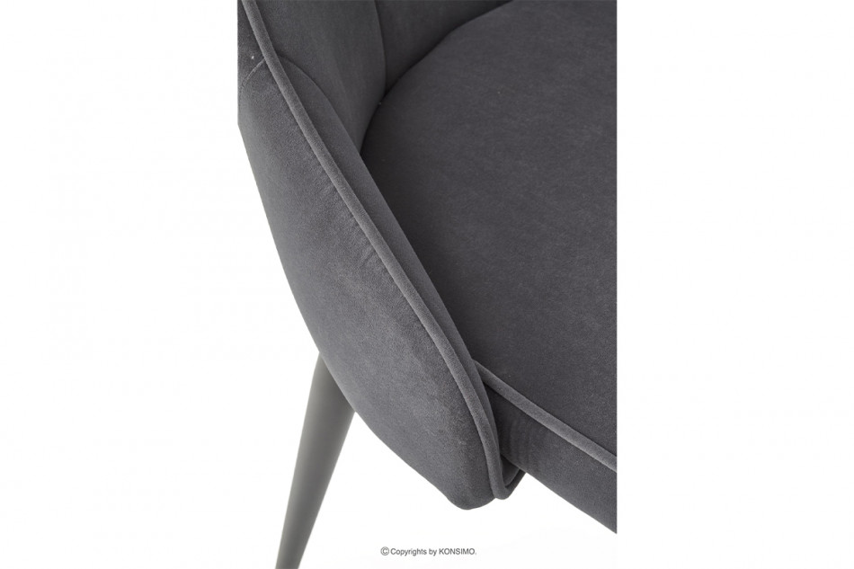 VILOSI Krzesło do jadalni tapicerowane welur szare szary - zdjęcie 6