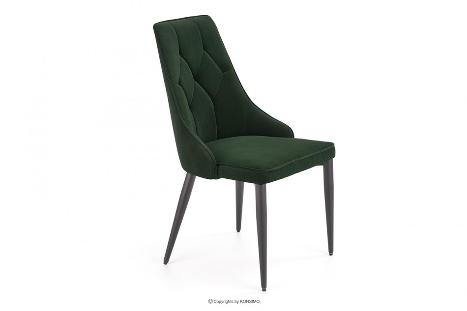 VILOSI Krzesło do jadalni tapicerowane welur zielone morski - zdjęcie 0