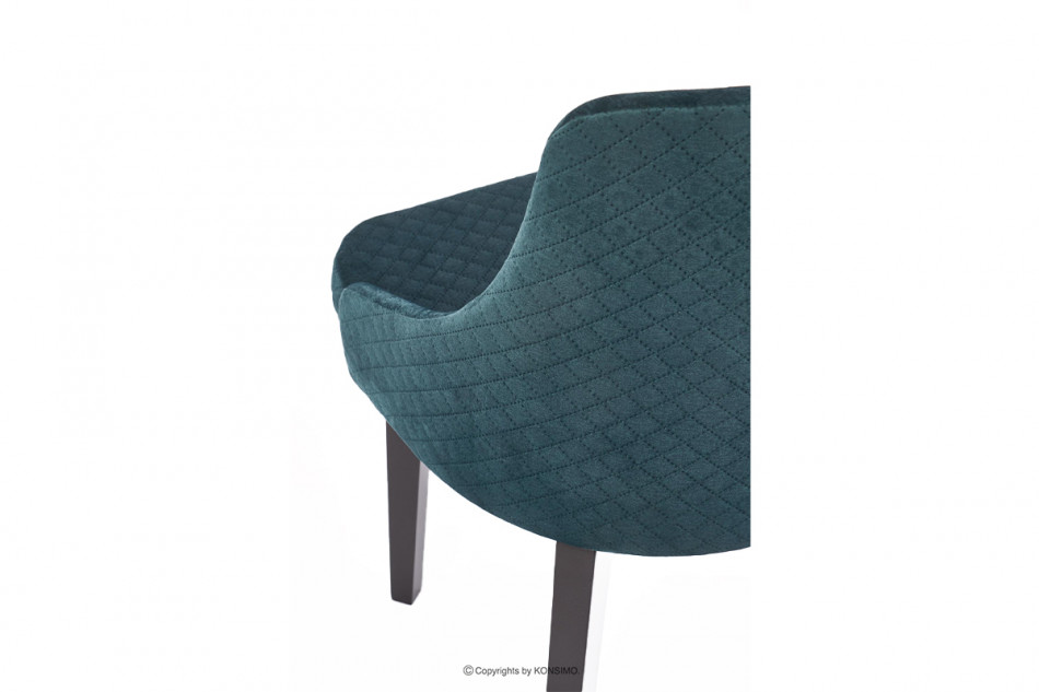 GRAPO Skandynawskie krzesło kubełek z podłokietnikami zielone na drewnianych czarnych nogach ciemny zielony - zdjęcie 7