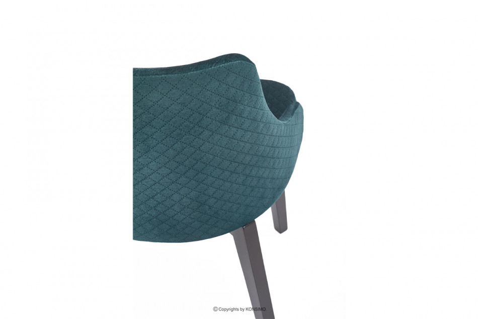 GRAPO Skandynawskie krzesło kubełek z podłokietnikami zielone na drewnianych czarnych nogach ciemny zielony - zdjęcie 6