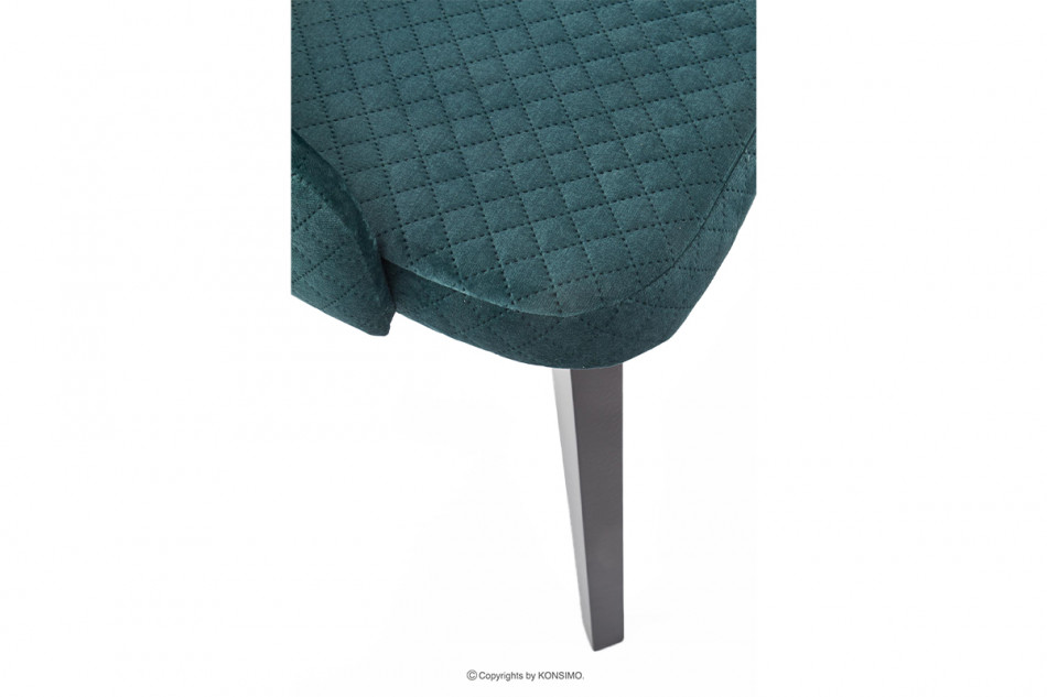 GRAPO Skandynawskie krzesło kubełek z podłokietnikami zielone na drewnianych czarnych nogach ciemny zielony - zdjęcie 5