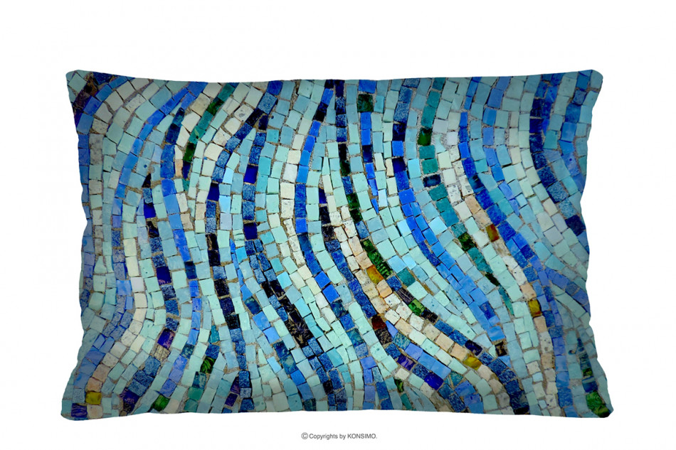 LUCENS Podłużna poduszka mozaika niebieski/granatowy - zdjęcie