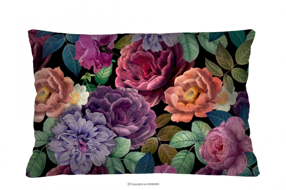 HUNGA Kolorowa poduszka w kwiaty 60x40 wielokolorowy - zdjęcie