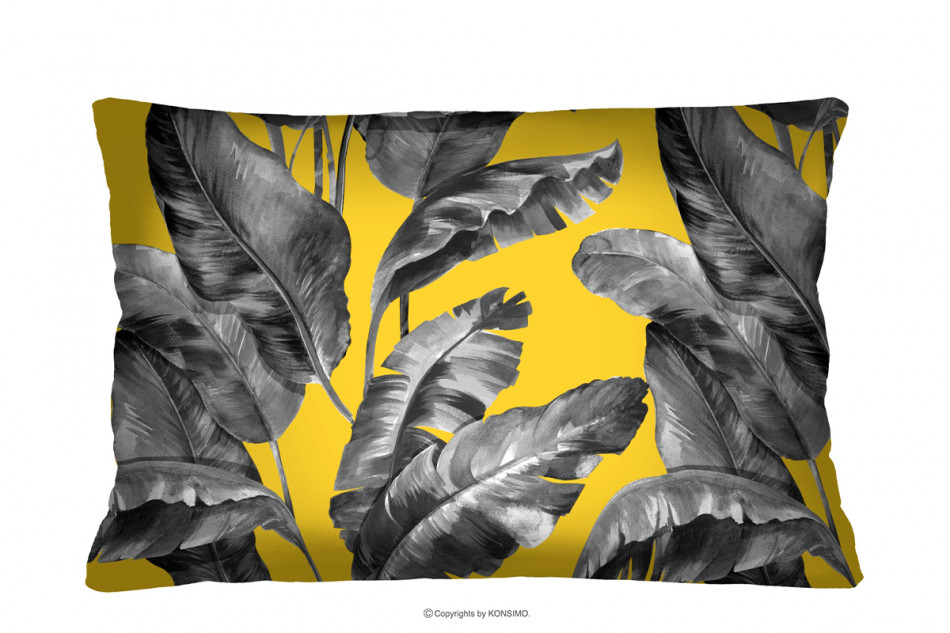 HUNGA Prostokątna poduszka kwiaty bananowca żółty/szary - zdjęcie