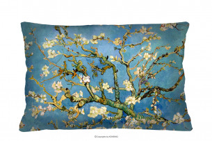 HUNGA, https://konsimo.pl/kolekcja/hunga/ Prostokątna poduszka kwitnące kwiaty niebieski/brązowy/biały - zdjęcie