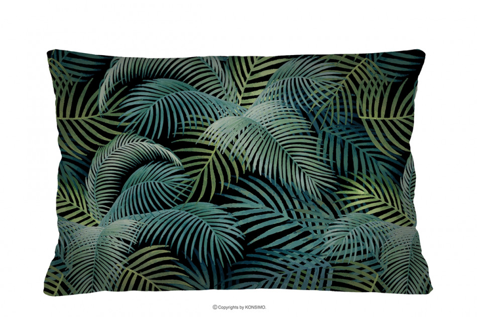 HUNGA Podłużna poduszka liście ciemny zielony/czarny - zdjęcie