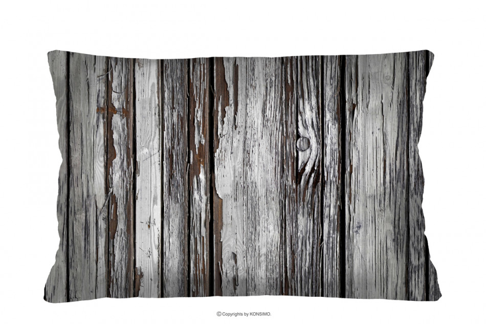 TERRES Podłużna poduszka wzór drewna 60x40 ciemny szary/szary - zdjęcie