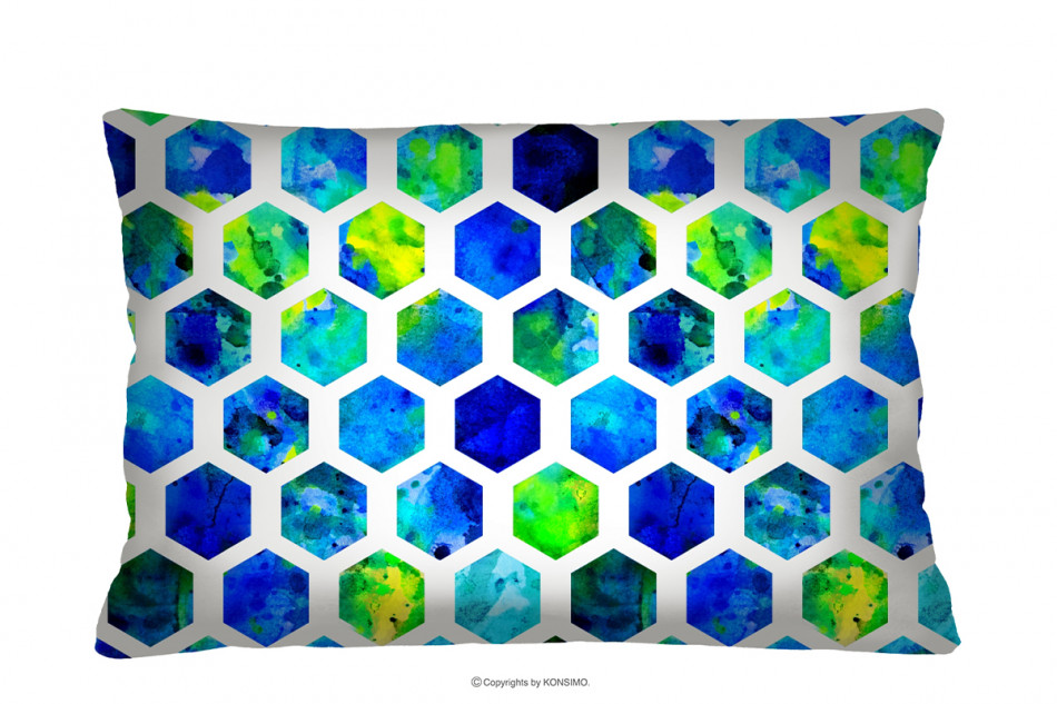 HIRTI Kolorowa poduszka 60x40 we wzory granatowy/zielony - zdjęcie