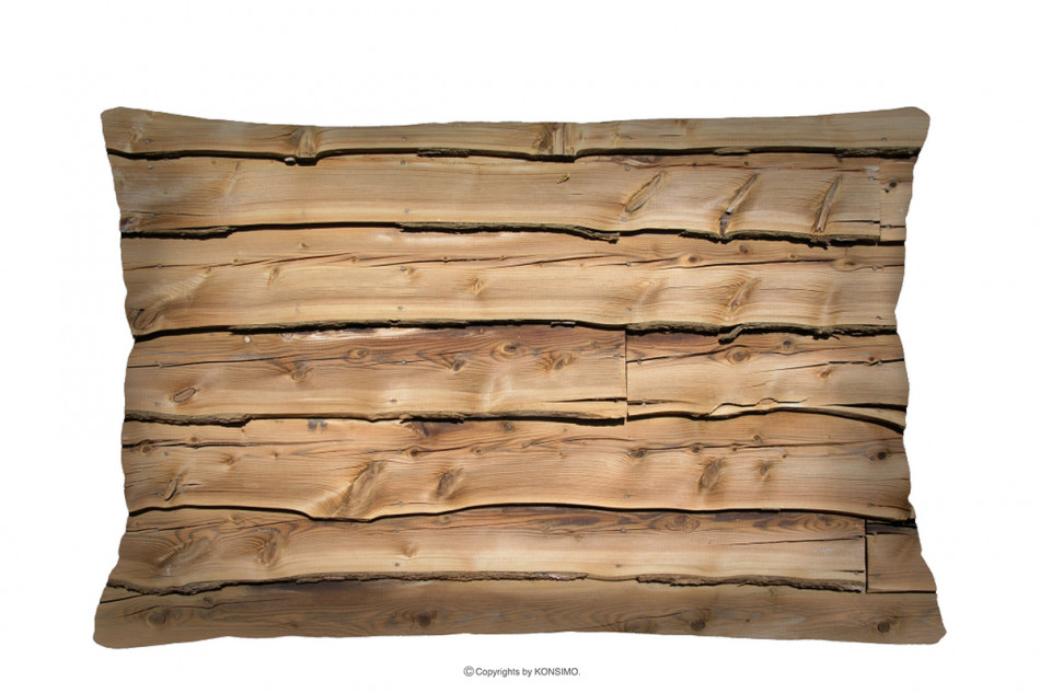 TERRES Poduszka dekoracyjna wzór drewna 60x40 beżowy - zdjęcie