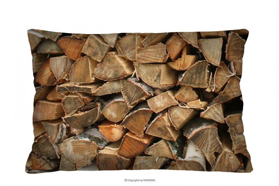 TERRES Poduszka z motywem drewna dekoracyjna 60x40 brązowy/beżowy - zdjęcie