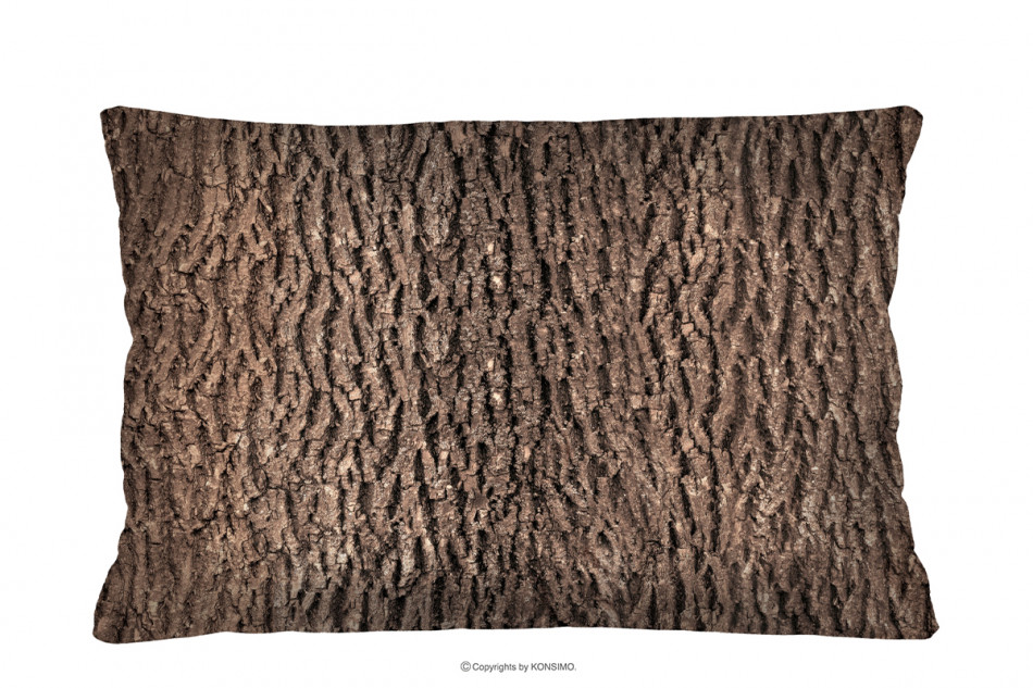 TERRES Poduszka z motywem drewna ozdobna 60x40 ciemny brązowy/beżowy - zdjęcie