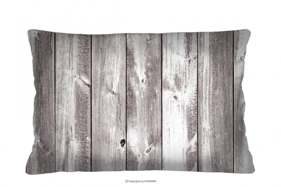 TERRES Poduszka motyw drewna podłużna biały/beżowy - zdjęcie