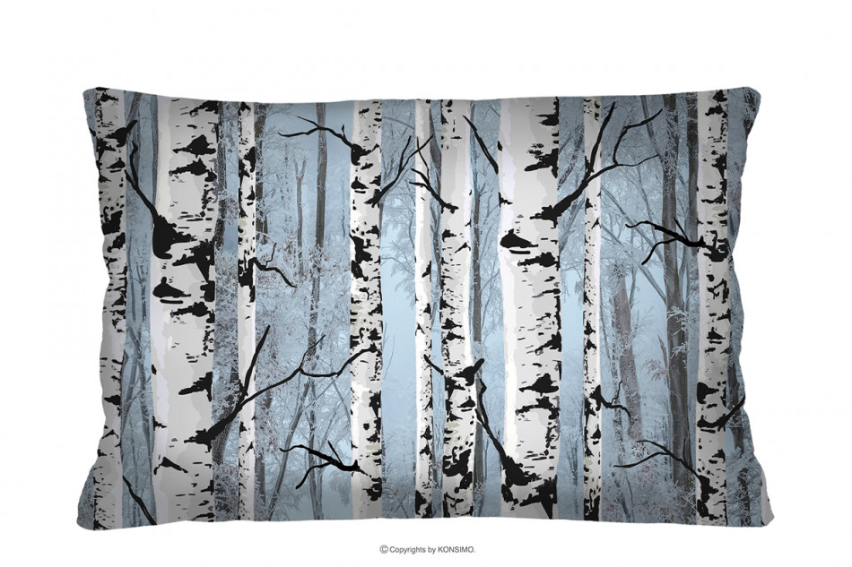 TERRES Podłużna poduszka wzór lasu 60x40 błękitny/biały - zdjęcie