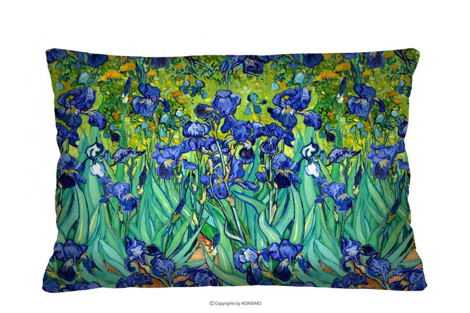 ARTIFE Poduszka motyw malowanych irysów 60x40 Vincent van Gogh zielony/fioletowy - zdjęcie