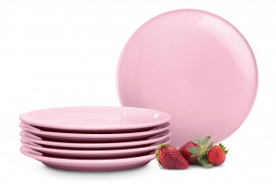 LUPIN, https://konsimo.pl/kolekcja/lupin/ Zestaw talerzyków deserowych dla 6 osób różowy rózowy - zdjęcie