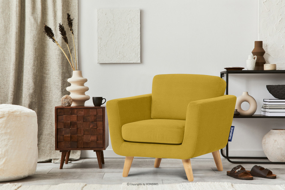 TAGIO Żółty fotel skandynawski żółty - zdjęcie 1