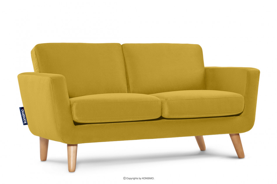 TAGIO Żółta skandynawska sofa 2 osobowa żółty - zdjęcie 2