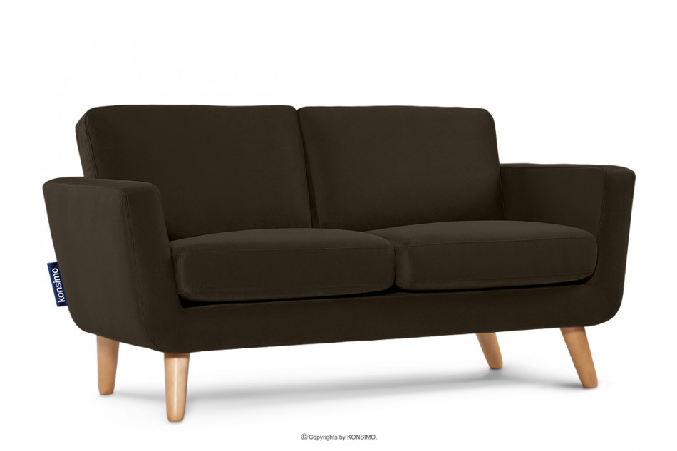 TAGIO Brązowa skandynawska sofa 2 osobowa brązowy - zdjęcie 2