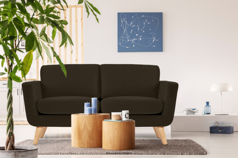 TAGIO Brązowa skandynawska sofa 2 osobowa brązowy - zdjęcie 1