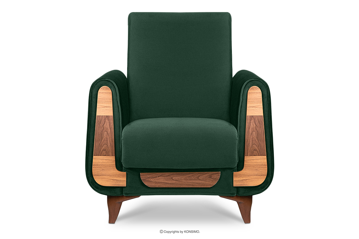 Zielony fotel do salonu welur
